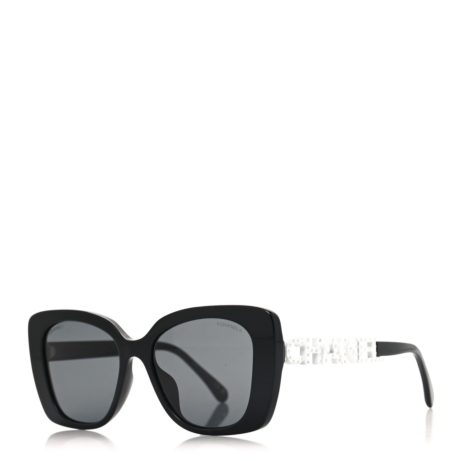 Chanel Acetate Strass Square Sunglasses 5422-B Black White 1 of 8