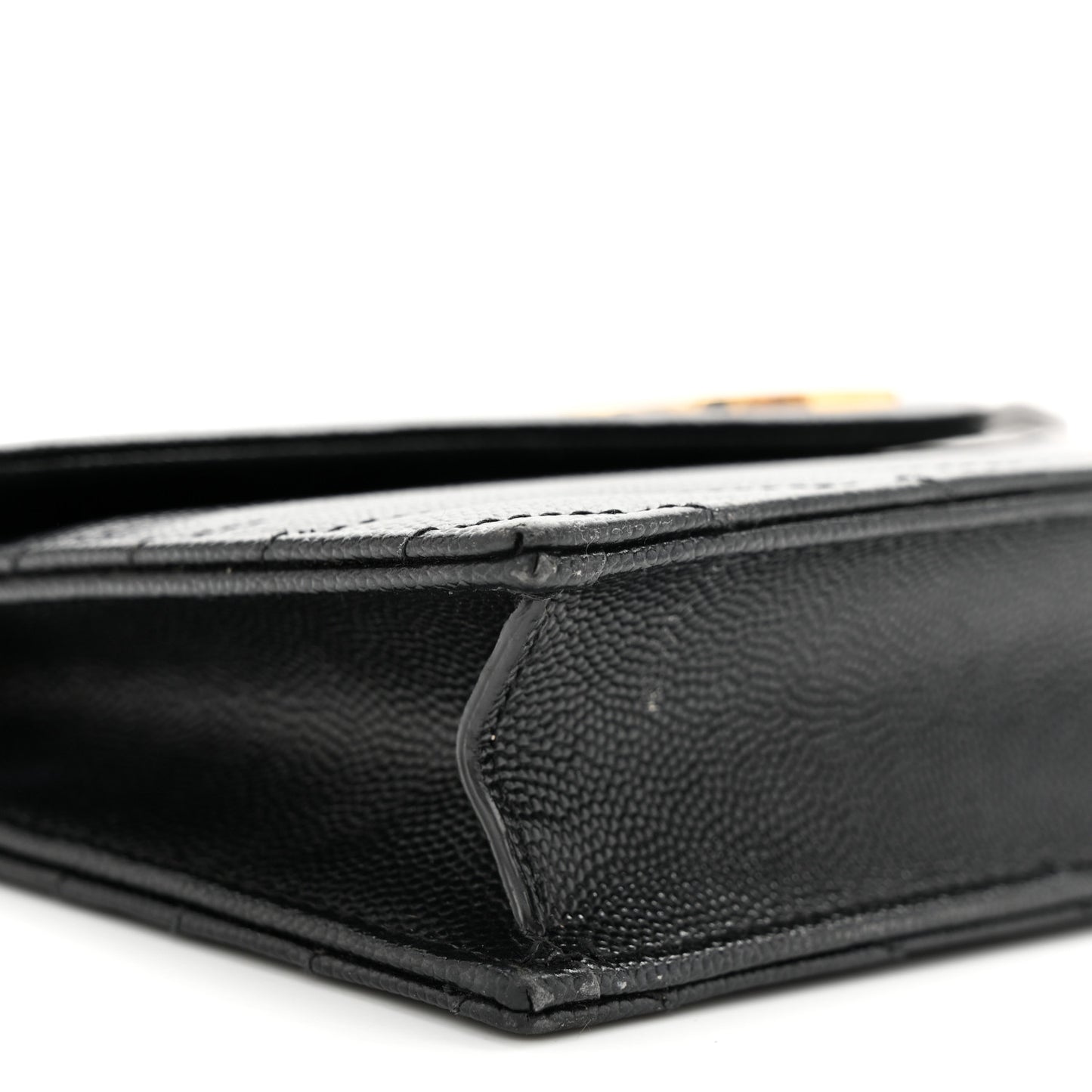 Grain De Poudre Matelasse Chevron Monogram Envelope Chain Wallet Black