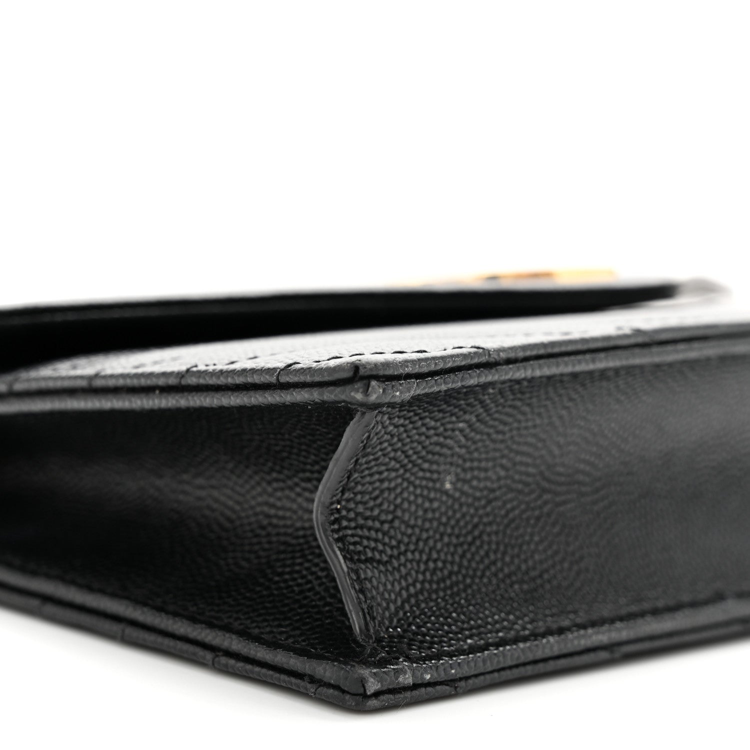 Saint Laurent Grain De Poudre Matelasse Chevron Monogram Envelope Chain Wallet Black 9 of 14