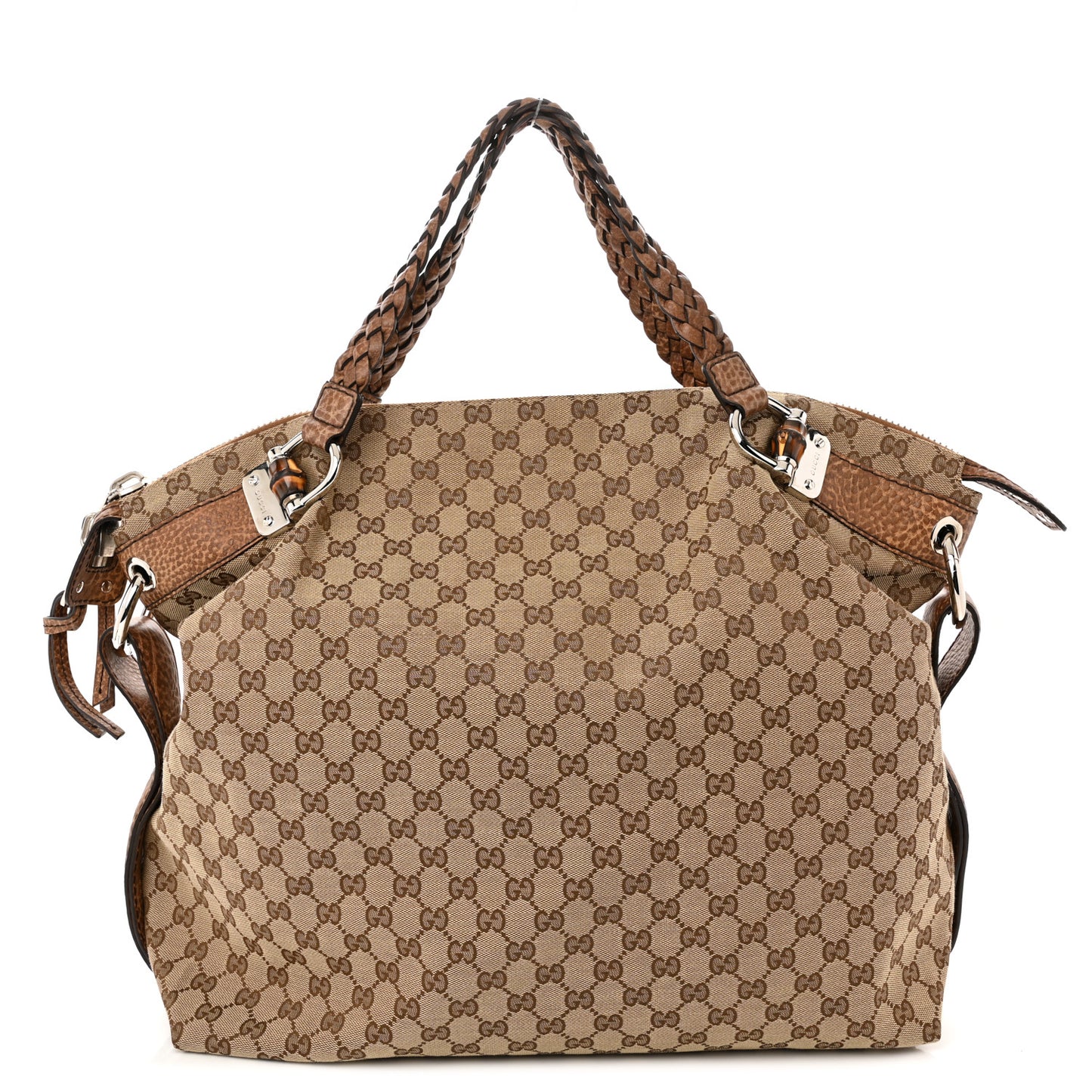 Monogram Large Bamboo Bar Tassel Shoulder Bag Brown
