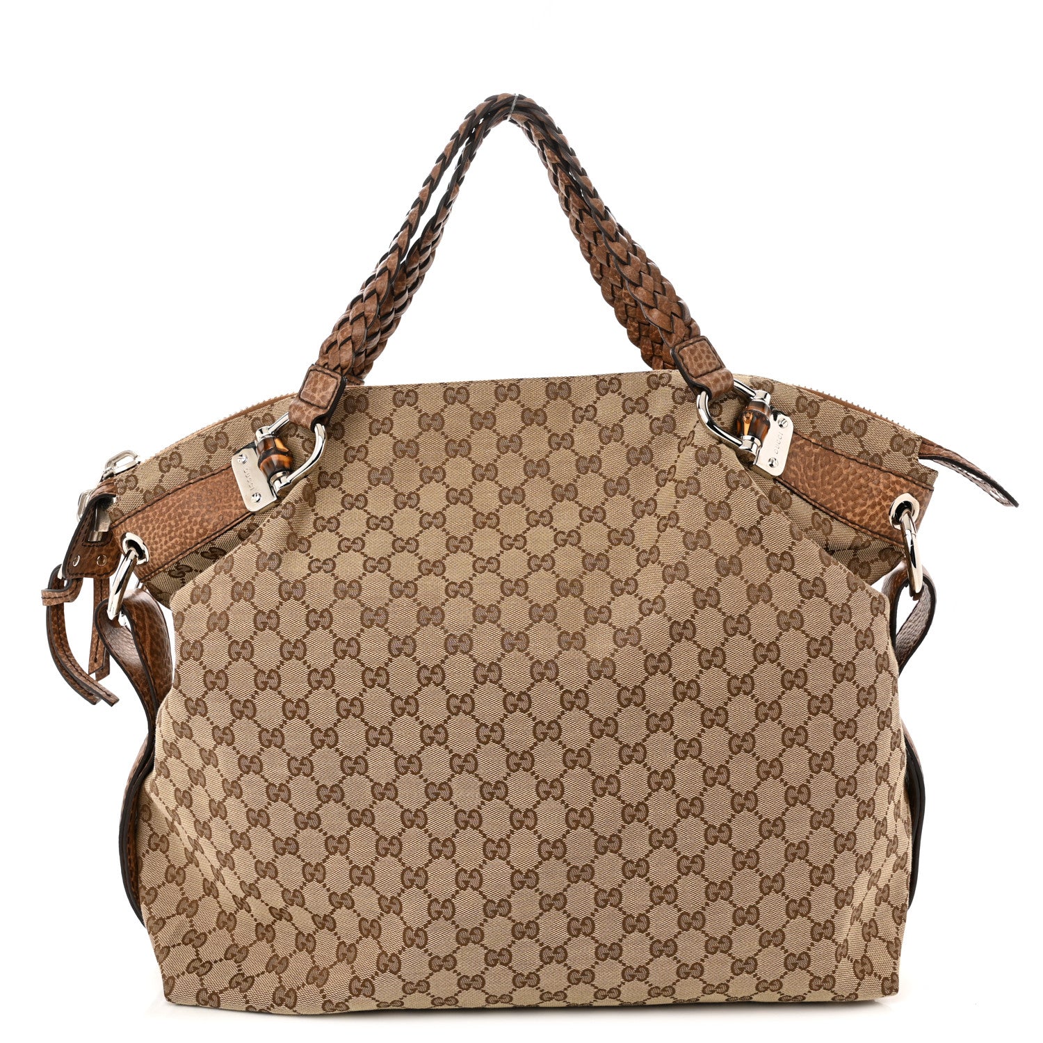 Gucci Monogram Large Bamboo Bar Tassel Shoulder Bag Brown 1 of 10