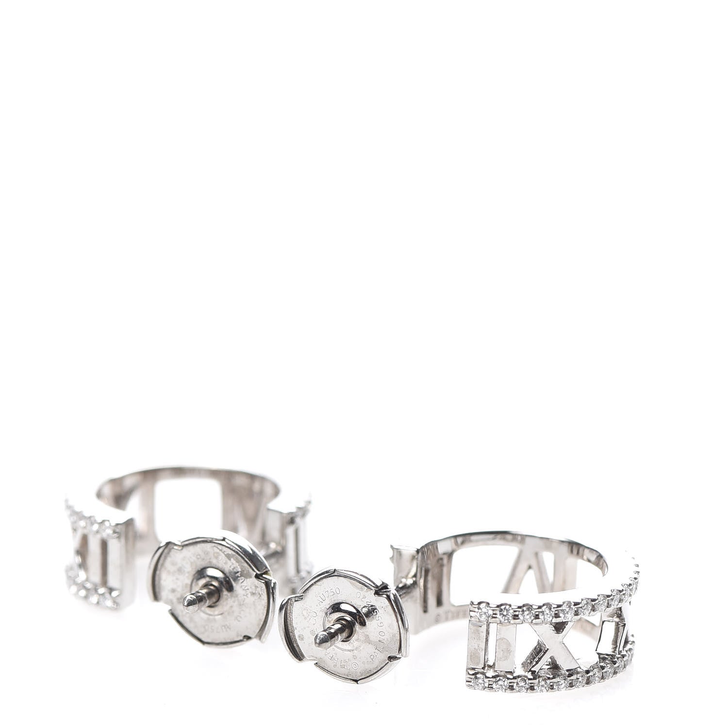 Tiffany 18K White Gold Diamond Atlas Open Hoop Earrings 3 of 5