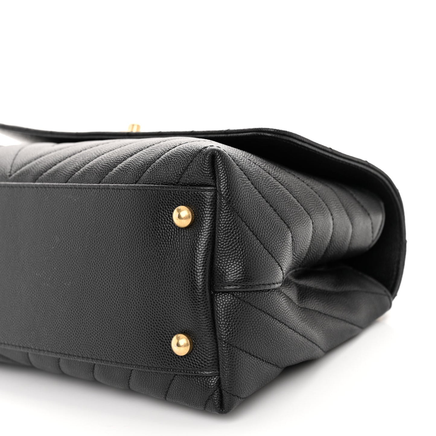 Caviar Lizard Embossed Chevron Quilted Medium Coco Handle Flap Black