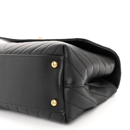 Chanel Caviar Lizard Embossed Chevron Quilted Medium Coco Handle Flap Black 10 of 11