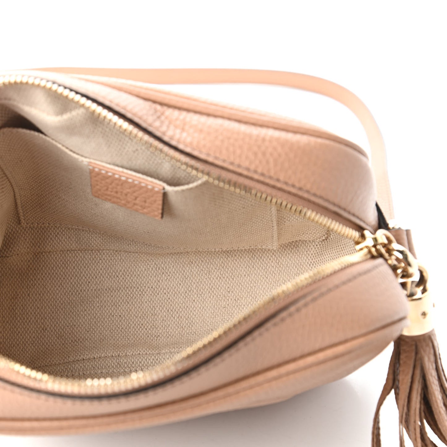 Pebbled Calfskin Small Soho Disco Bag Rose Beige