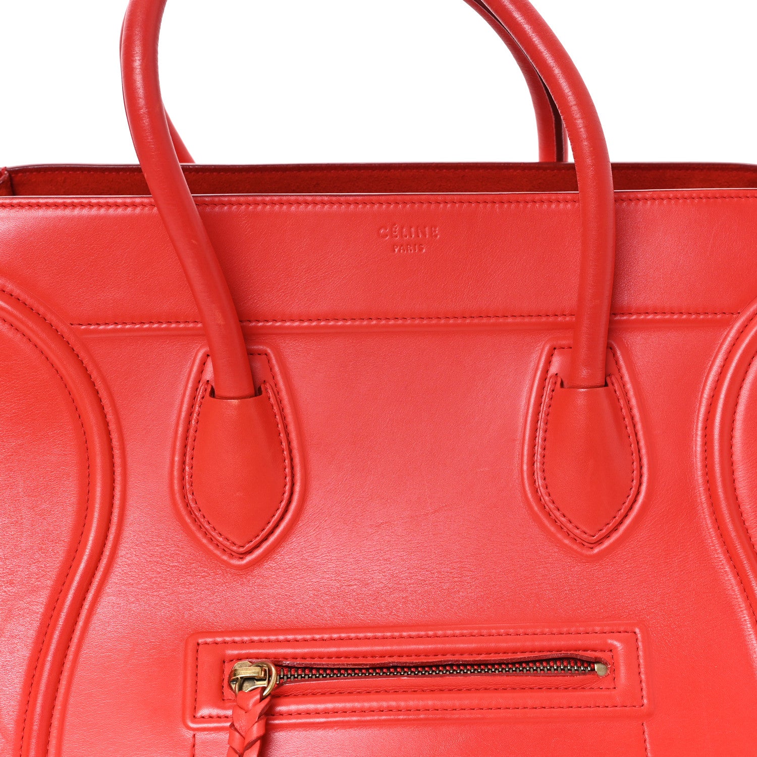 Celine Supple Calfskin Medium Phantom Luggage Vermillion 7 of 10