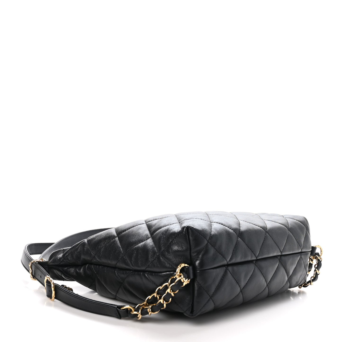 Lambskin Quilted Maxi Hobo Black