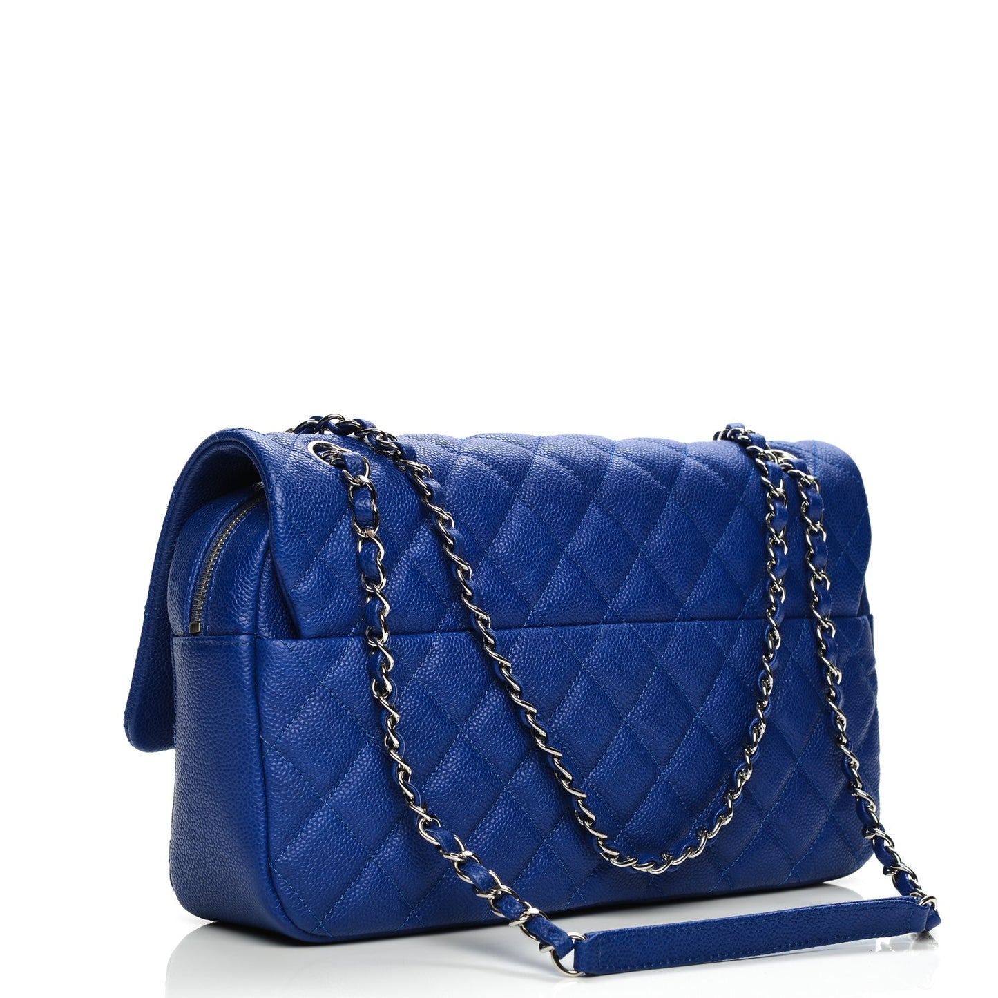 Caviar Quilted Jumbo Easy Flap Blue