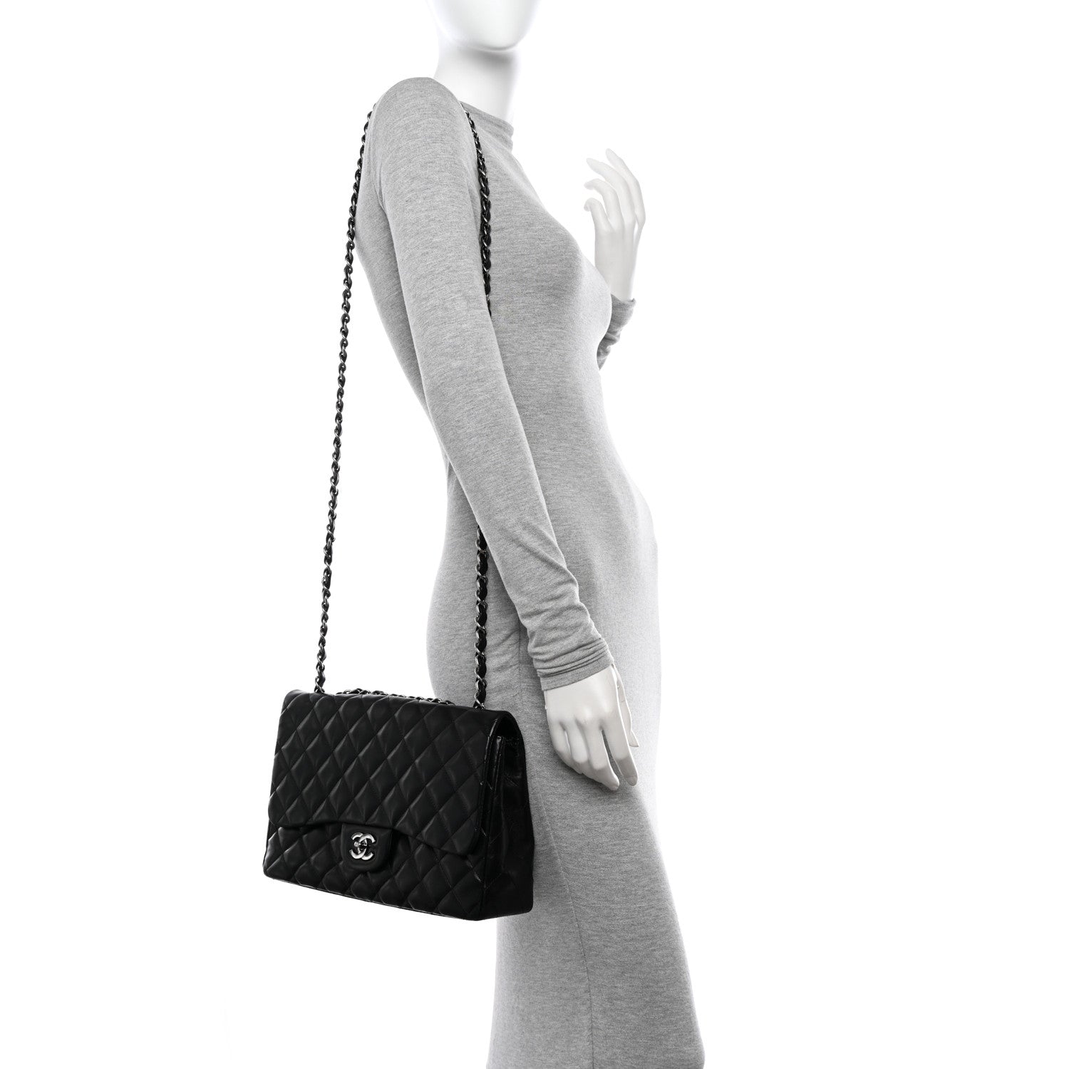 Chanel Lambskin Quilted Jumbo Single Flap Black 2 of 14