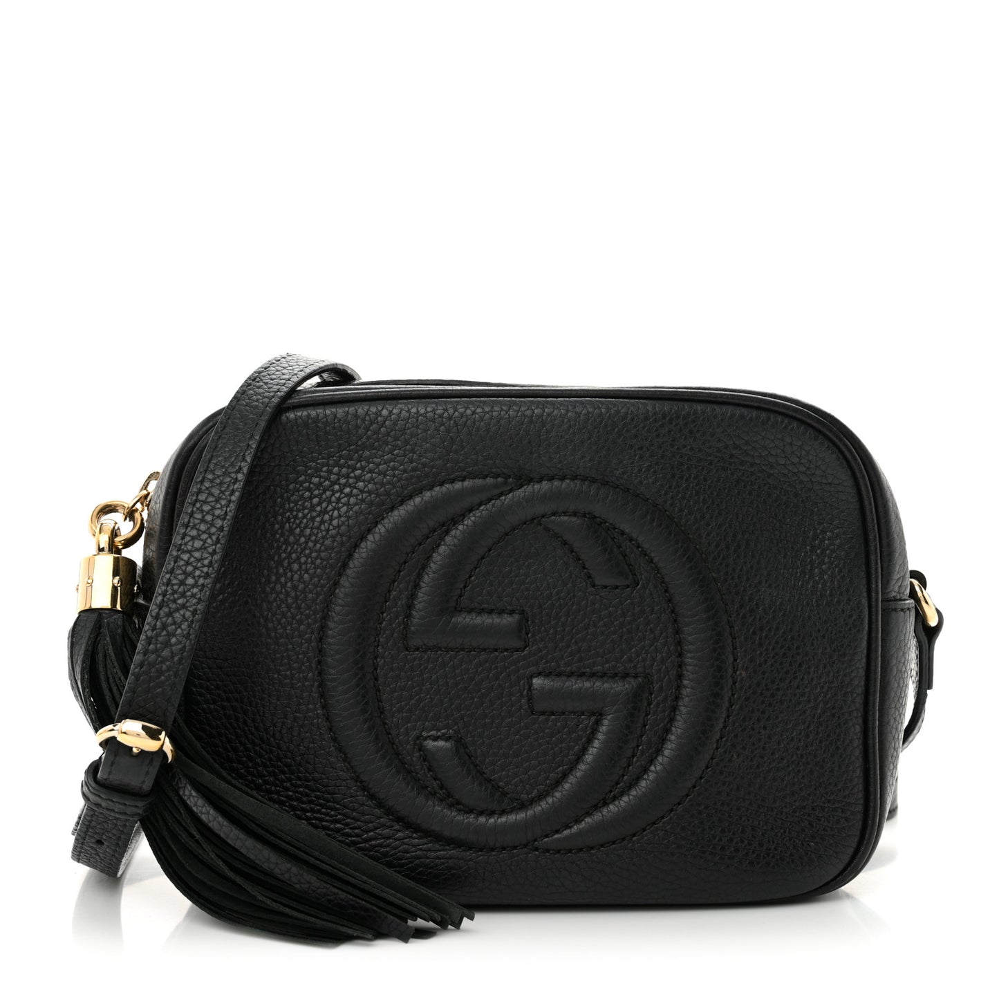 Pebbled Calfskin Small Soho Disco Bag Black