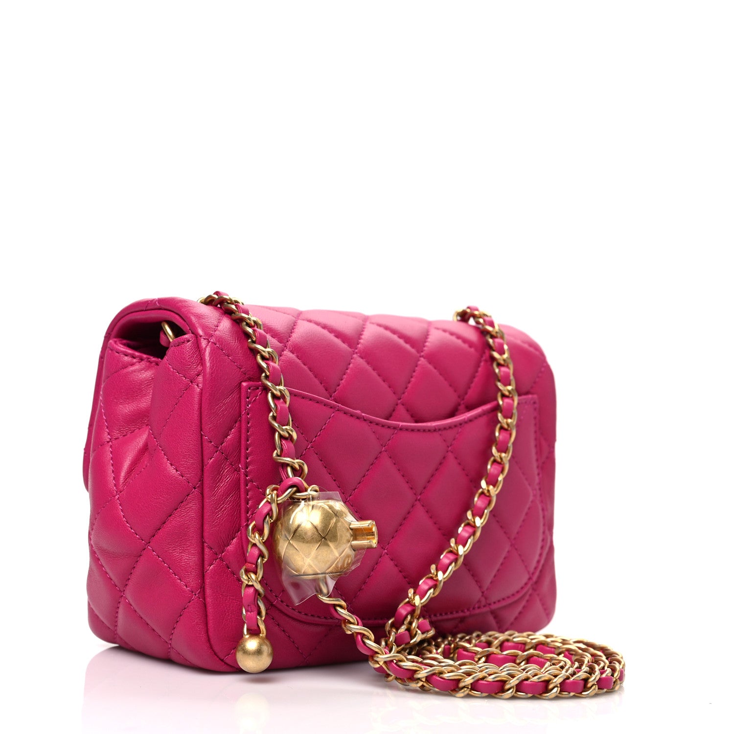 Chanel Lambskin Quilted Mini Pearl Crush Flap Fuchsia 2 of 7