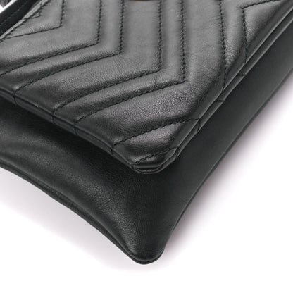 Gucci Calfskin Matelasse Small GG Marmont Double Zip Shoulder Bag Black 13 of 14