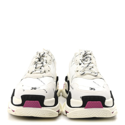Balenciaga Technical Fabric Allover Logo Triple S Sneakers 36 White Black Pink 3 of 8