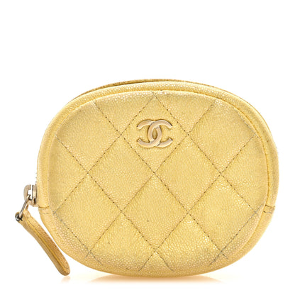 Chanel Iridescent Caviar Quilted Zip Around Classic Coin Purse Yellow 1 of 9