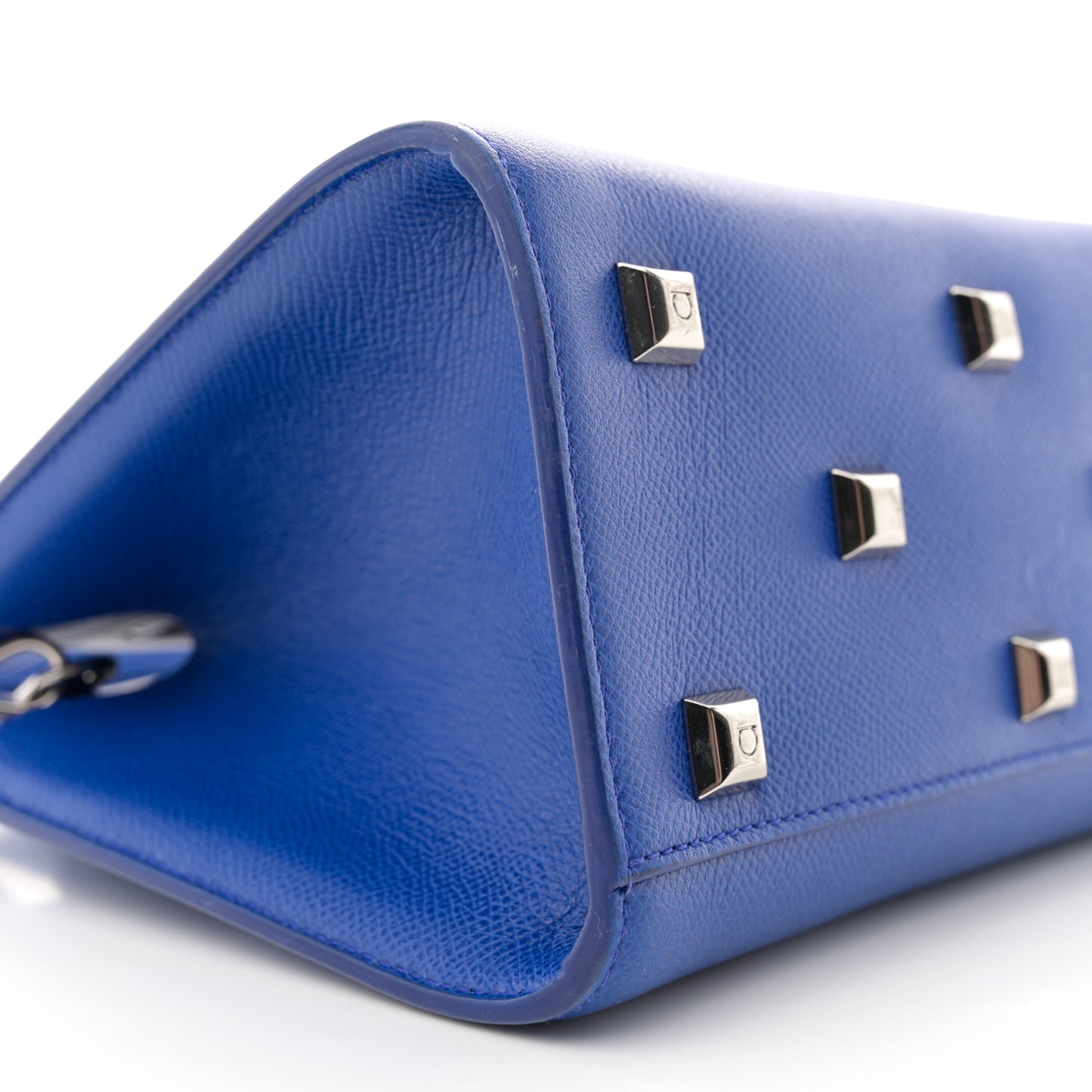 Hammered Calfskin Small The Studio Box Bag Lapis Lazuli