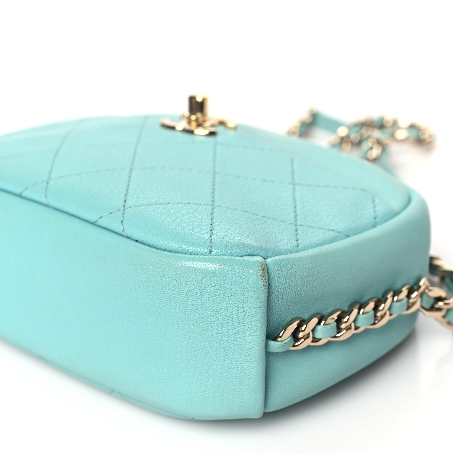 Chanel Goatskin Quilted Small Casual Trip Camera Case Light Blue 10 of 11