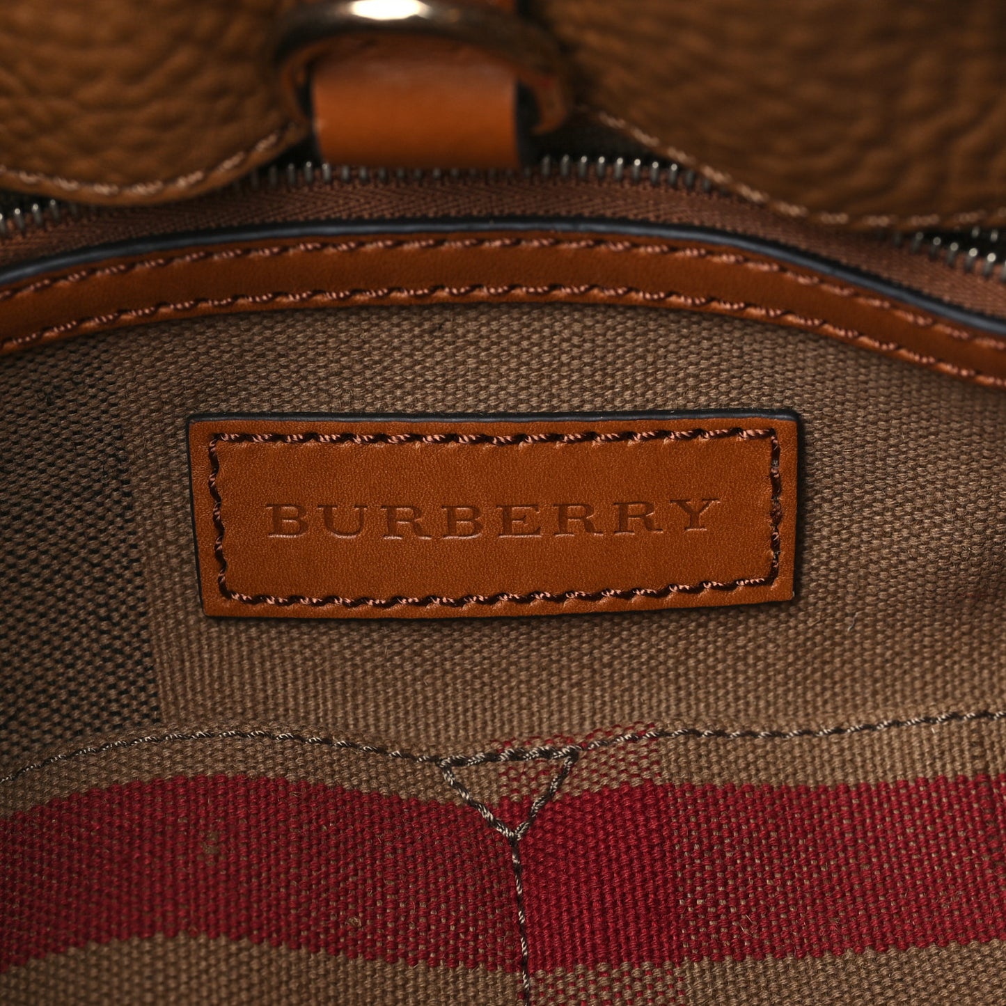 Grainy Calfskin Canvas Mega Check Medium Ashby Tassel Hobo Saddle Brown