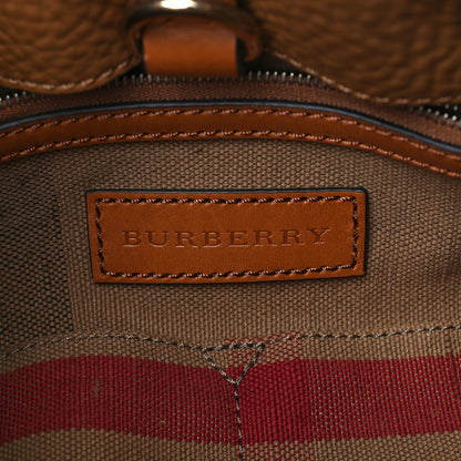 Burberry Grainy Calfskin Canvas Mega Check Medium Ashby Tassel Hobo Saddle Brown 6 of 6