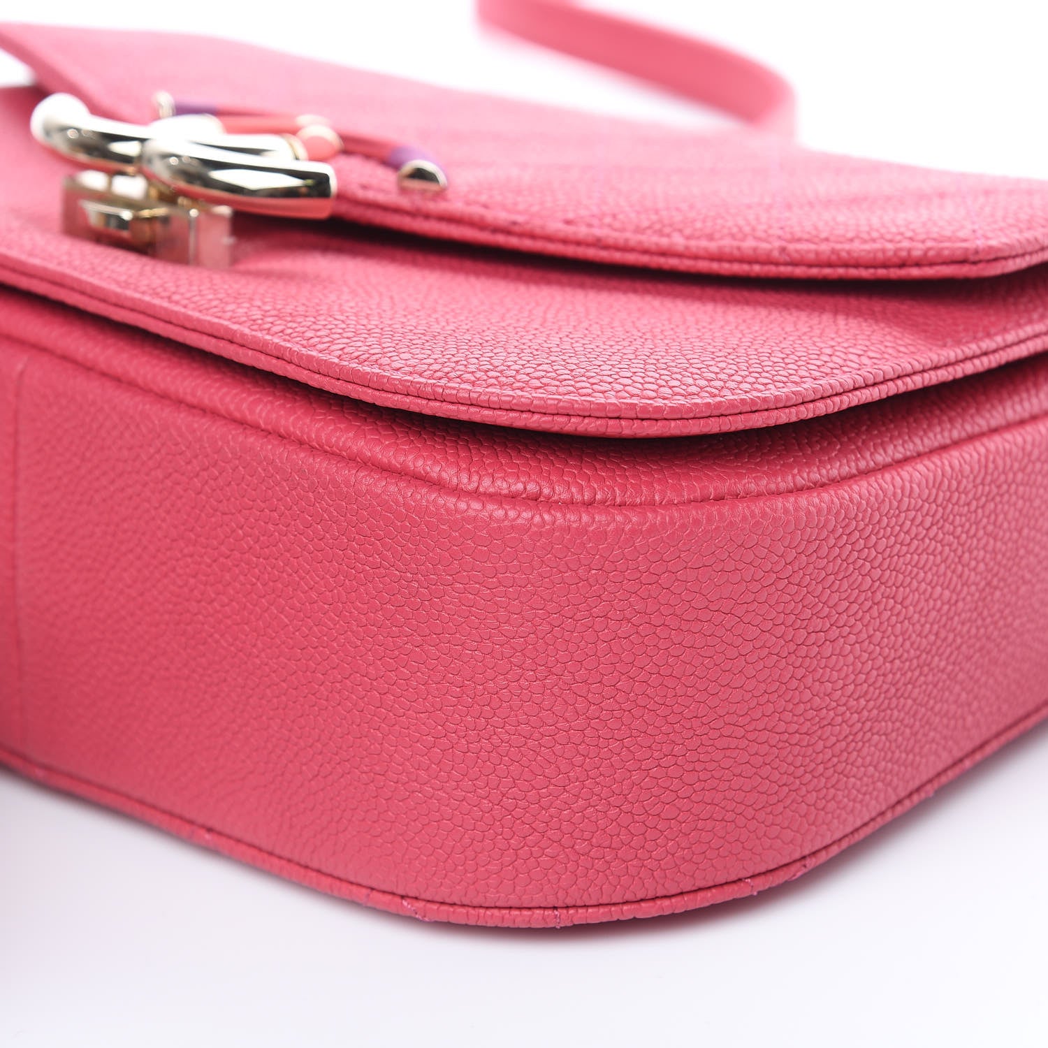 Chanel Grained Calfskin Quilted Small Cuba Top Handle Flap Pink 9 of 9