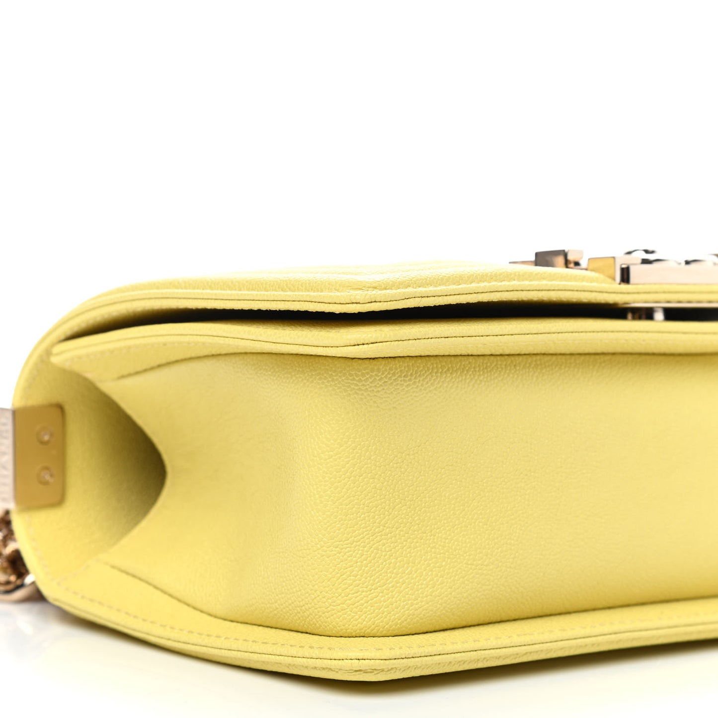 Caviar Chevron Quilted Small Boy Flap Yellow