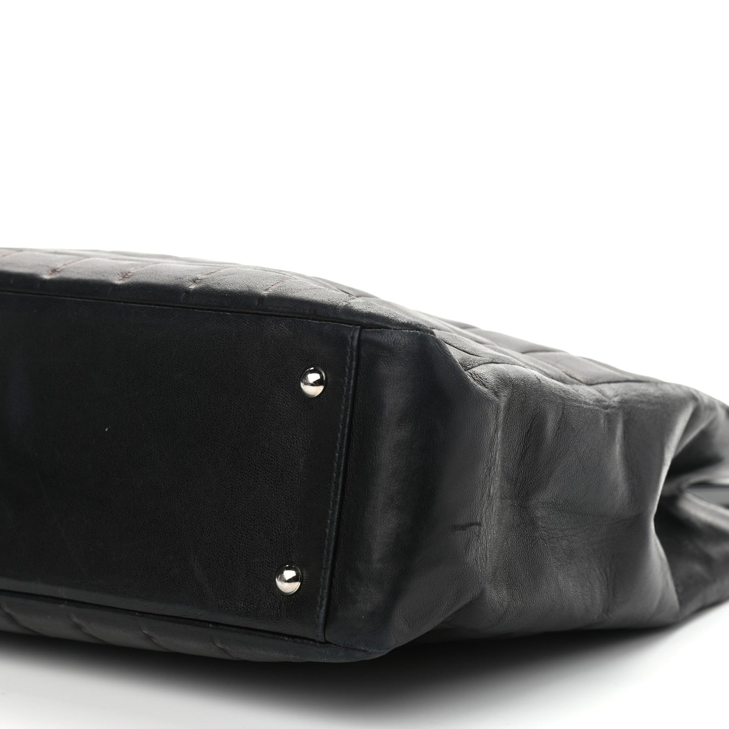 Lambskin Chocolate Bar Quilted Frame Handbag Black