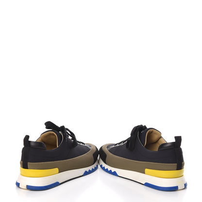 Hermes Technical Canvas Suede Goatskin Calfskin Mens Rapid Sneakers 42.5 Khaki Black 8 of 11