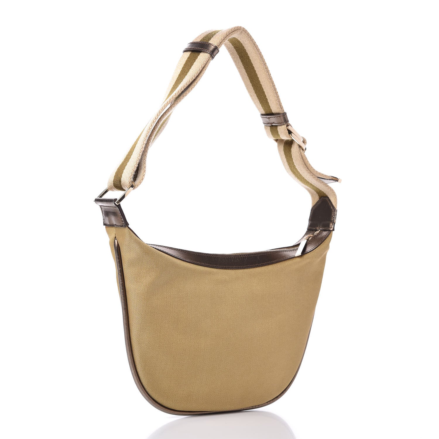 Gucci Metallic Canvas Web Hobo Beige Bronze 3 of 9