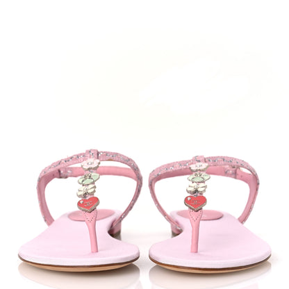 Chanel Tweed CC Charm Thong Sandals 39 Pink Silver 3 of 11