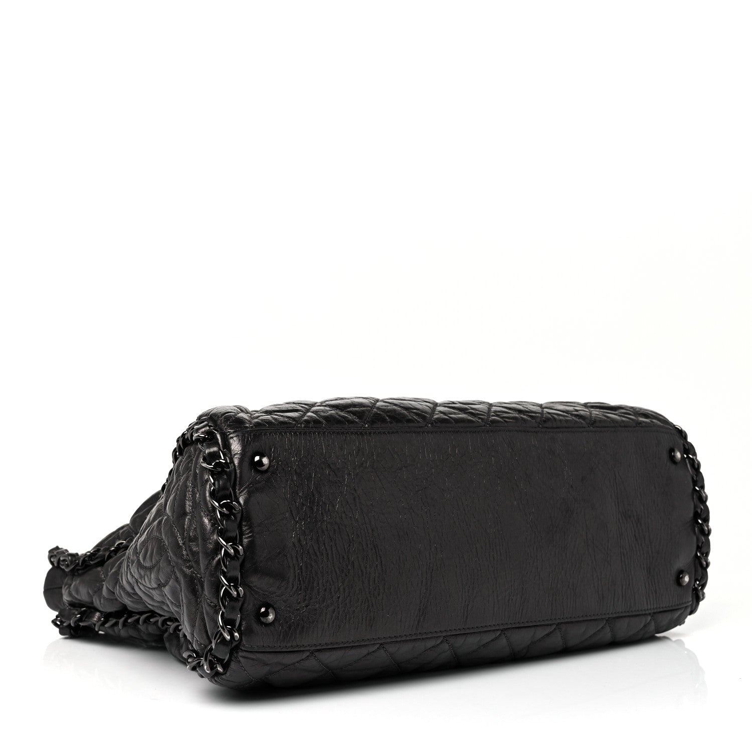 Chanel Metallic Calfskin Quilted Large Chain Me Hobo Dark Grey 3 of 8