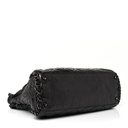 Chanel Metallic Calfskin Quilted Large Chain Me Hobo Dark Grey 3 of 8