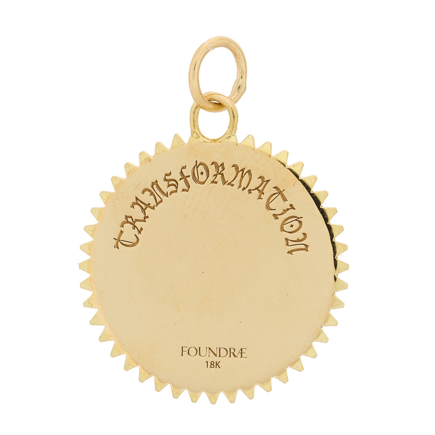 18K Yellow Gold Diamond Enamel Medium Champleve Pyramid Dream Medallion Pendant Black