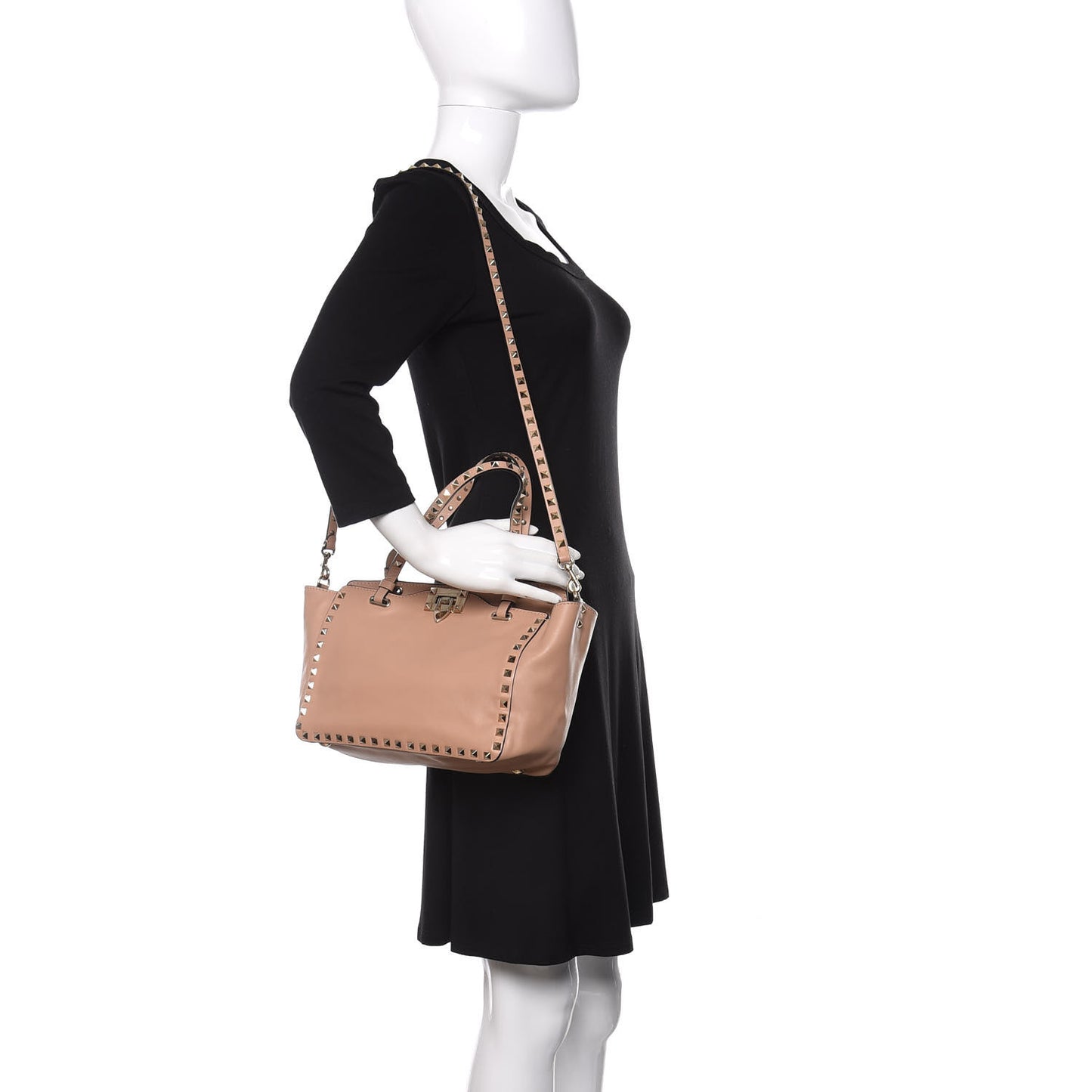 Vitello Small Rockstud Tote Skin Sorbet