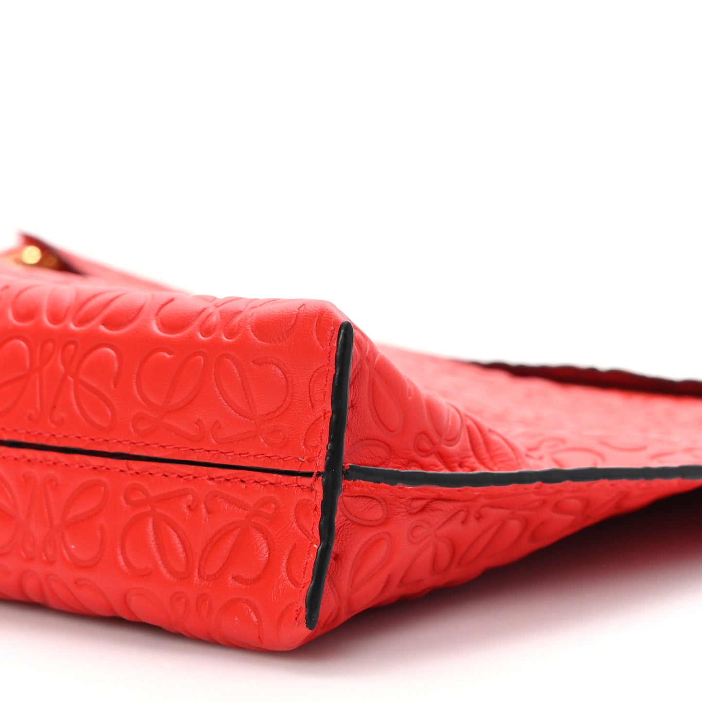 Calfskin Embossed Repeat T Pouch Red