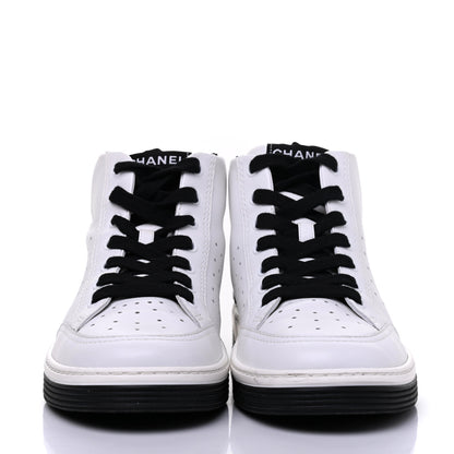 Chanel Calfskin Womens Logo High Top Sneakers 39 Black White 2 of 13