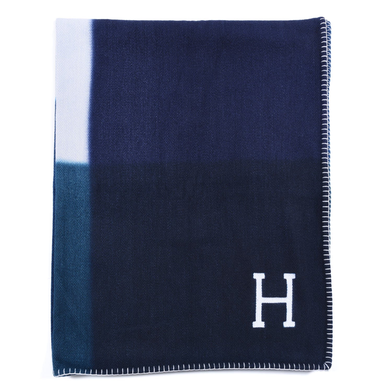Hermes Cashmere Avalon Tangram Blanket Indigo Emeraude 1 of 4