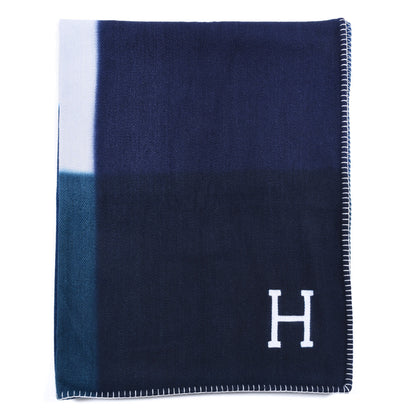 Hermes Cashmere Avalon Tangram Blanket Indigo Emeraude 1 of 4