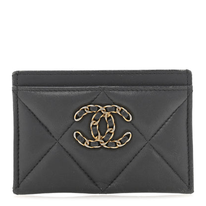 Chanel Lambskin Quilted Chanel 19 Card Holder Dark Grey 1 of 10