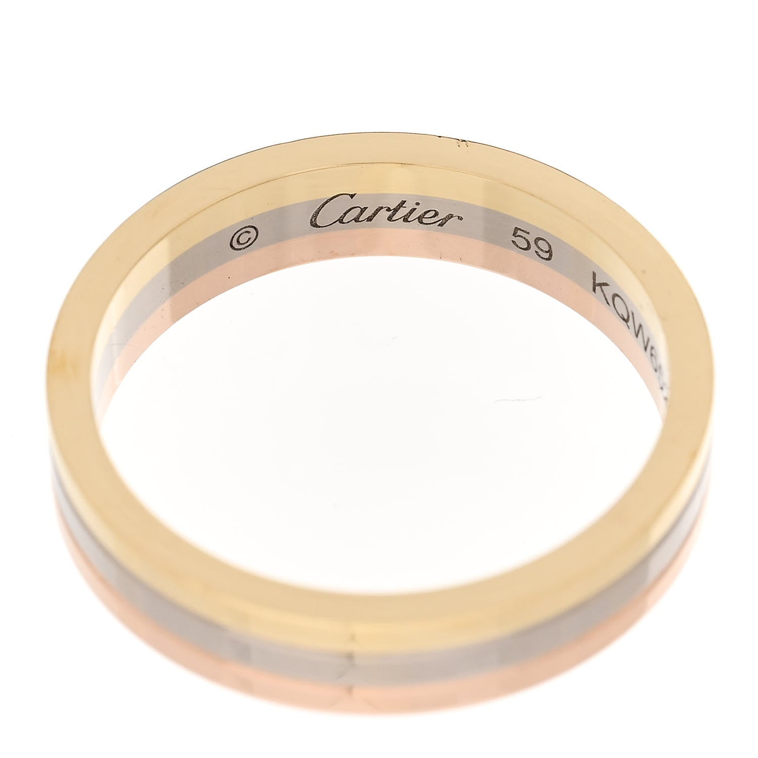 Cartier 18K Pink White Yellow Gold 3.5mm Trinity Wedding Band Ring 59 8.75 4 of 5