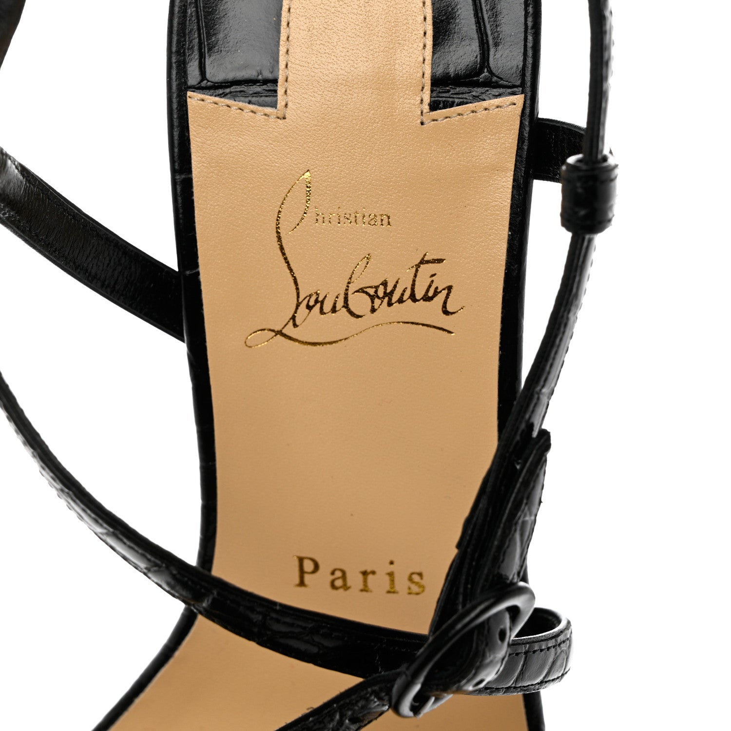 Christian Louboutin Calfskin Alligator Embossed Selima 85 Sandals 40 Black 6 of 8