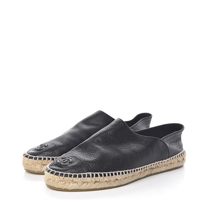 Chanel Grained Calfskin CC Espadrilles 40 Black 3 of 9
