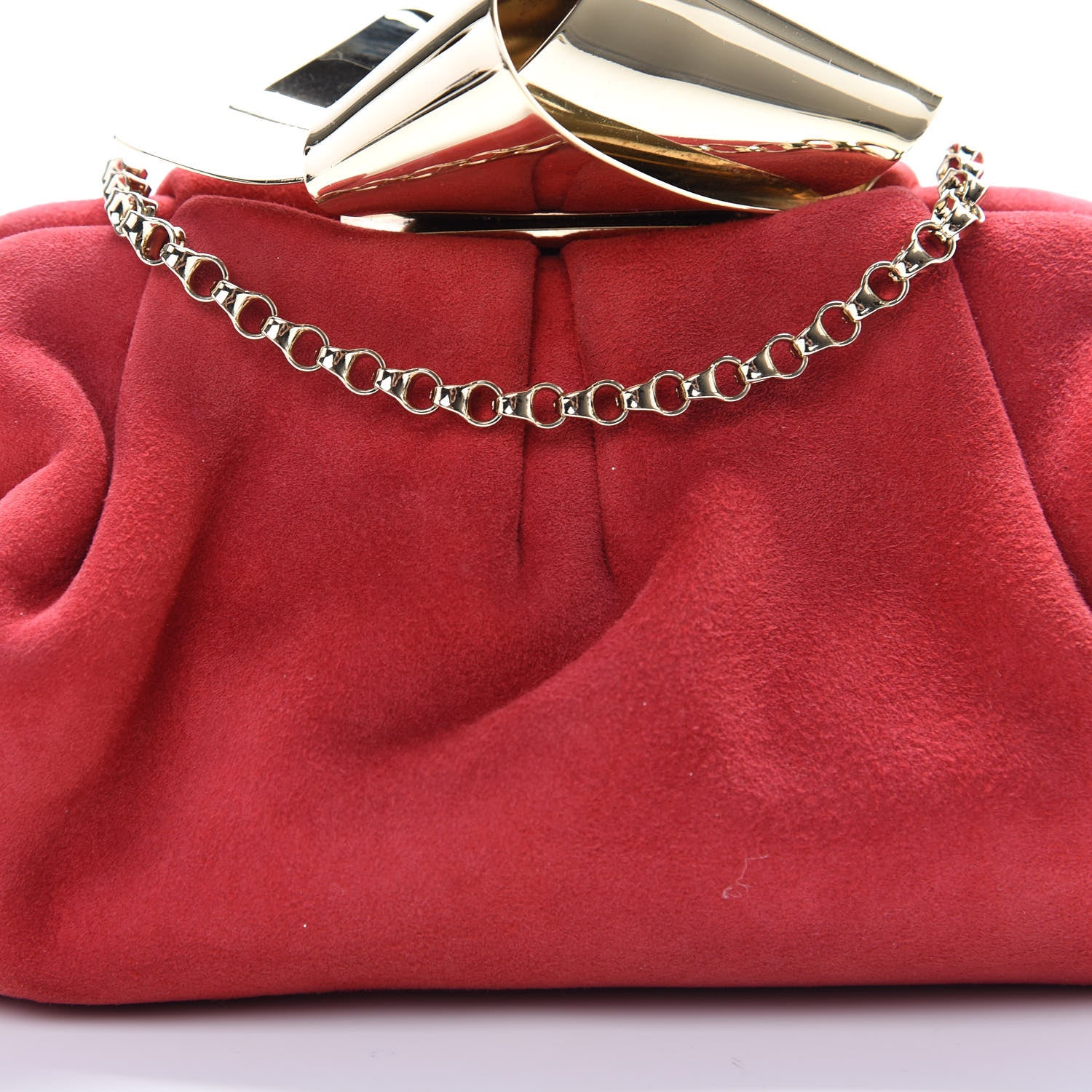 Jimmy Choo Suede Cara Chain Clutch Dahlia 7 of 10
