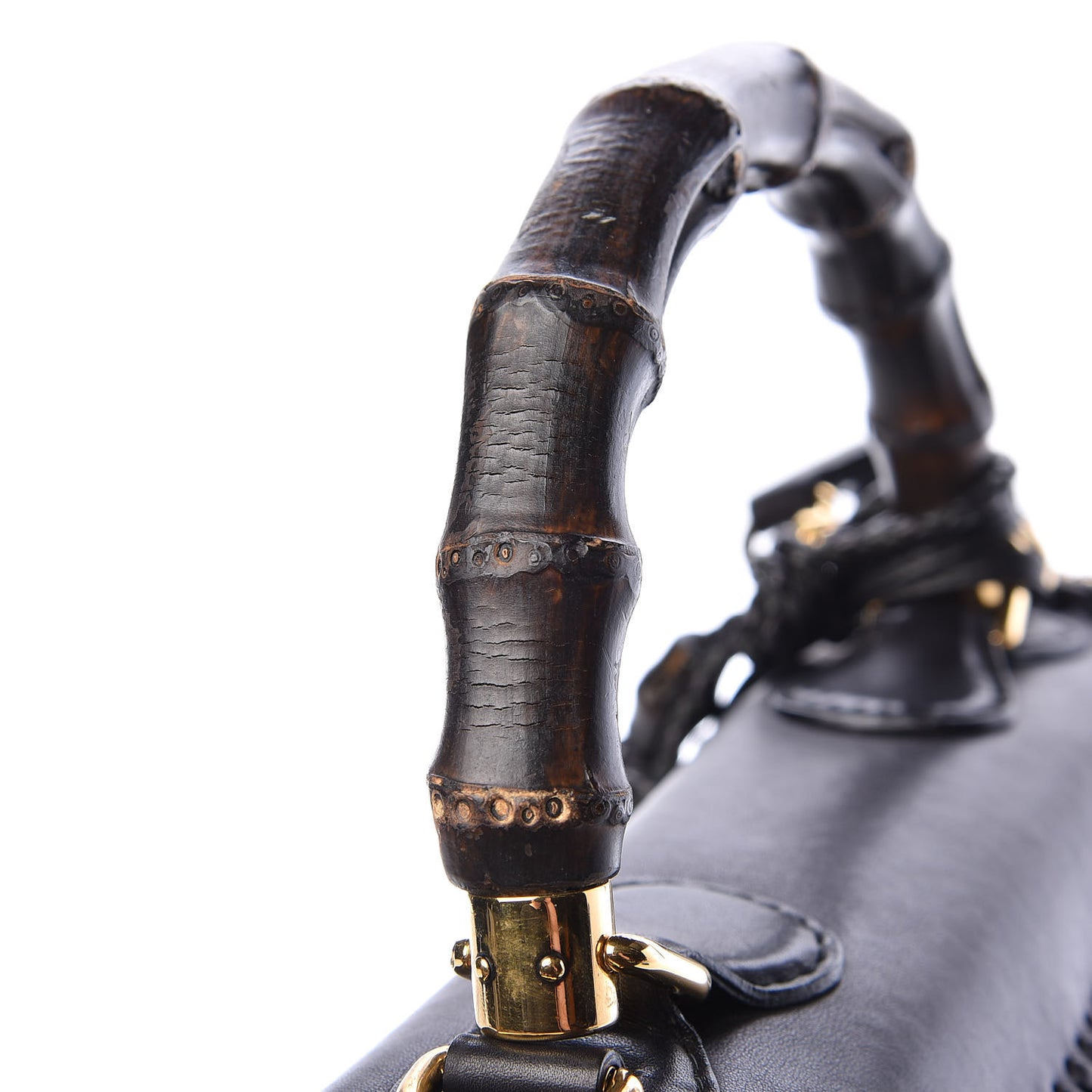Calfskin New Bamboo Large Top Handle Bag Black