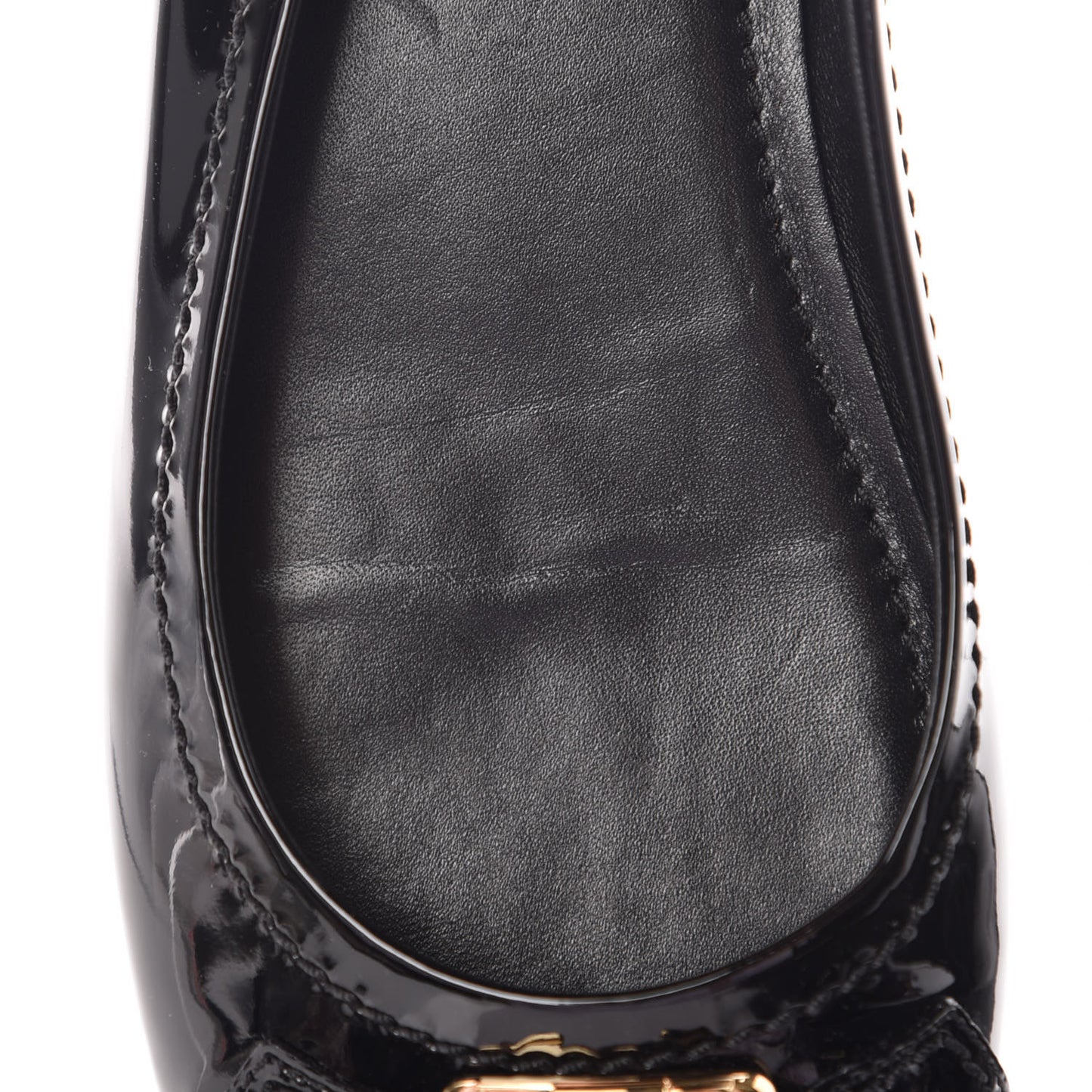 Patent Calfskin Oxford Ballerina Flats 40 Black