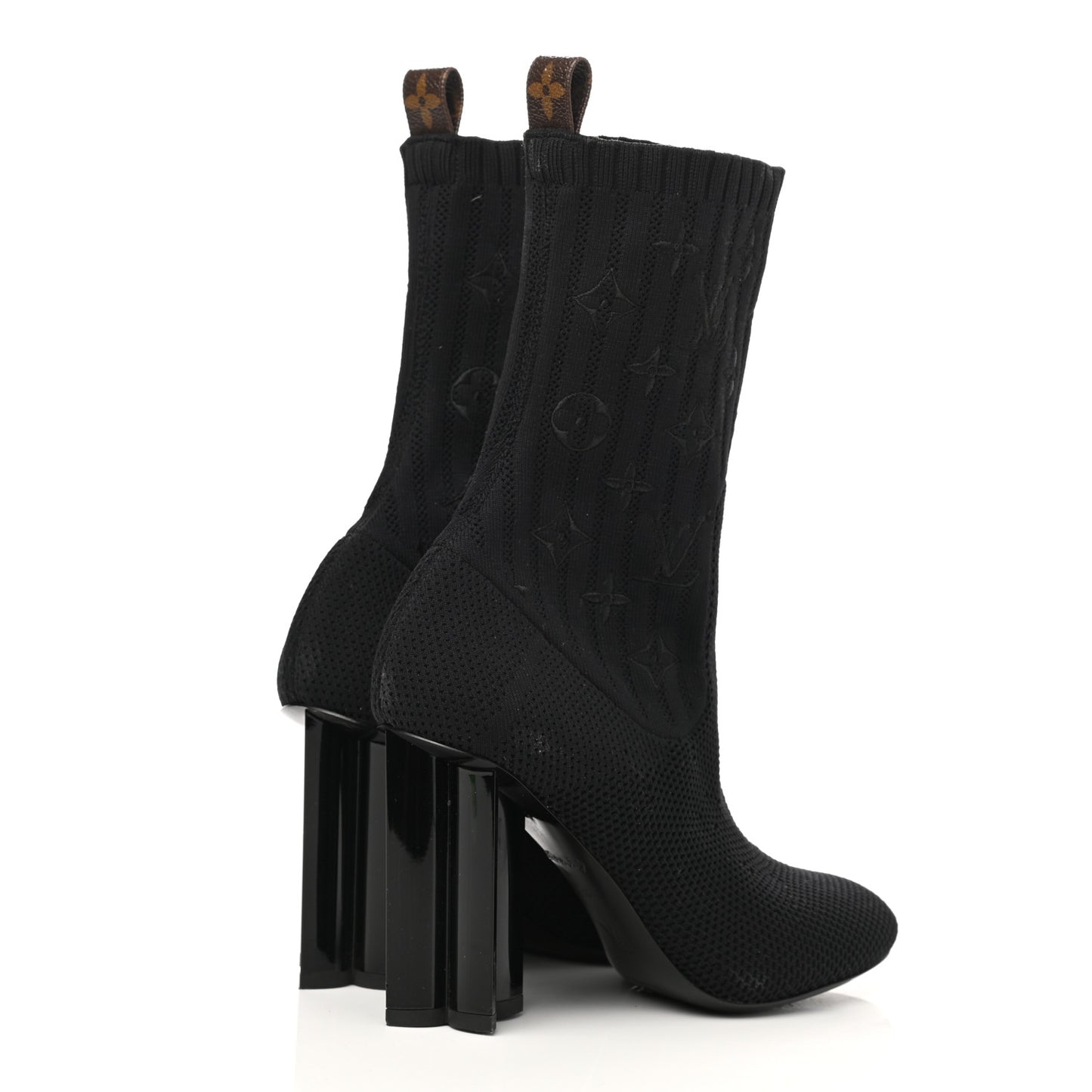 Monogram Stretch Fabric Silhouette Ankle Boots 36 Black