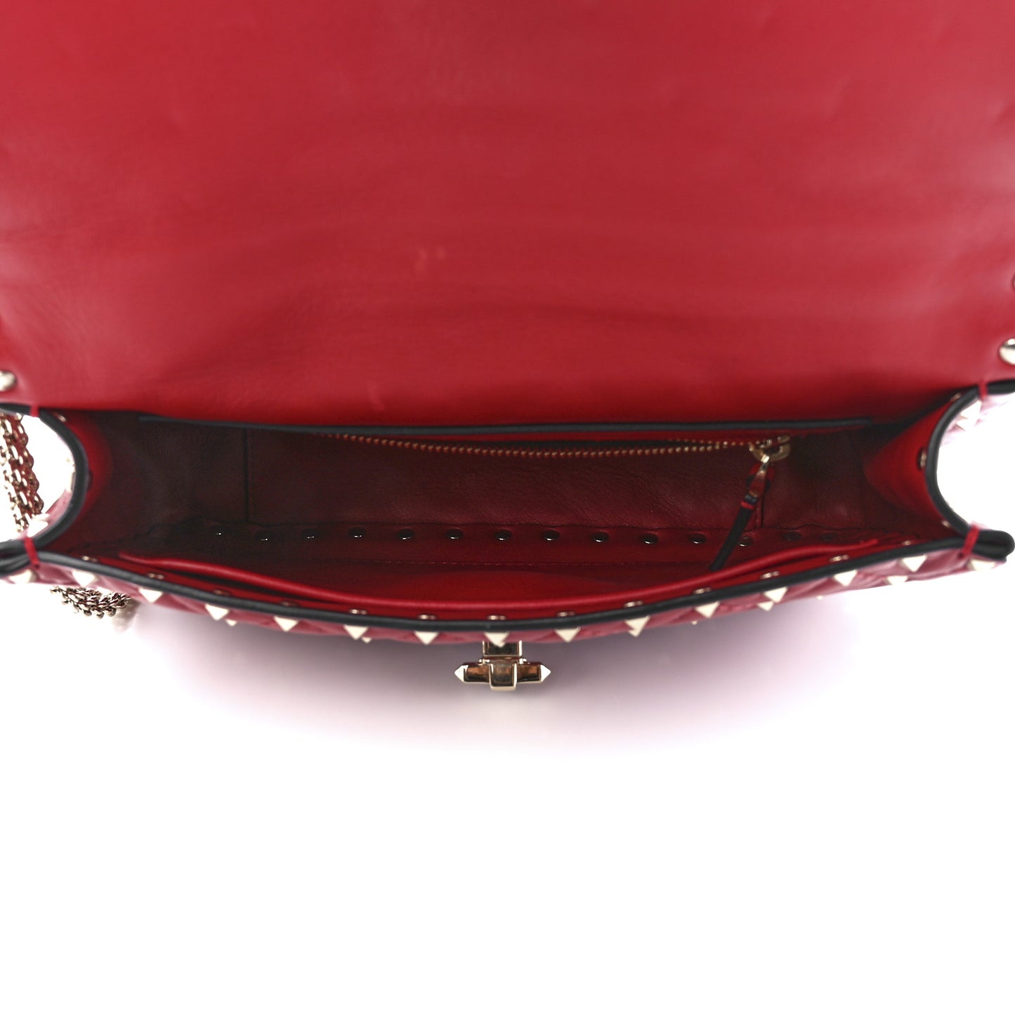 Nappa Medium Rockstud Spike Shoulder Bag Rosso Valentino