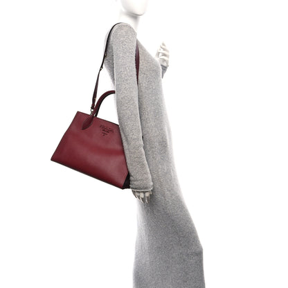 Prada Saffiano Cuir Calfskin Medium Monochrome Top Handle Tote Cerise 2 of 11