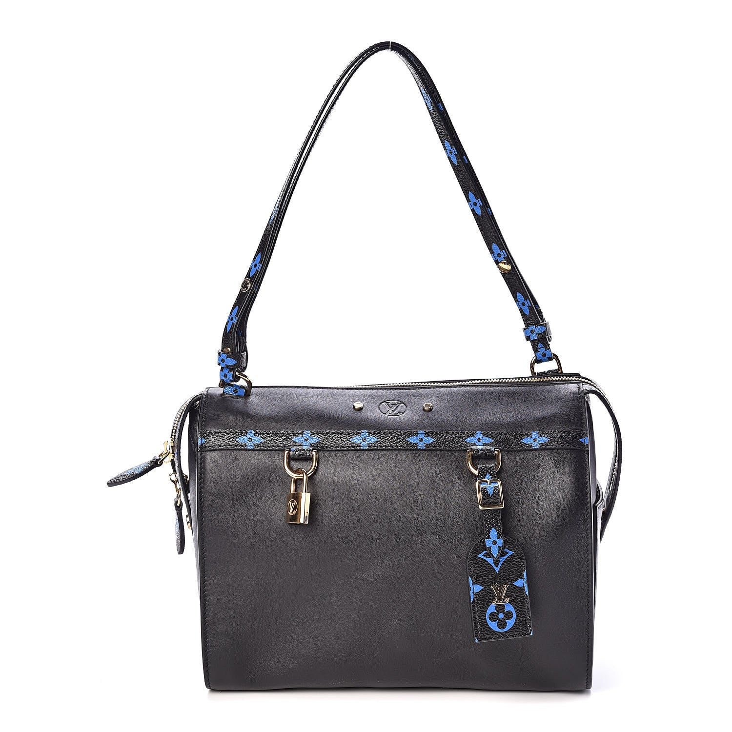 Louis Vuitton Smooth Calfskin Colored Monogram Speedy Amazon MM Blue Black 1 of 8