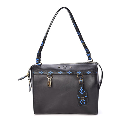 Louis Vuitton Smooth Calfskin Colored Monogram Speedy Amazon MM Blue Black 1 of 8