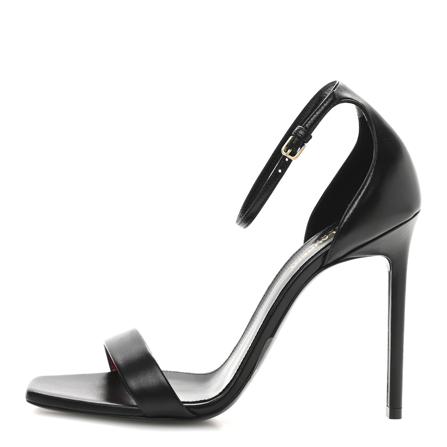Saint Laurent Calfskin Amber 105 Ankle Strap Sandals 40 Black 1 of 9