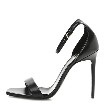 Saint Laurent Calfskin Amber 105 Ankle Strap Sandals 40 Black 1 of 9
